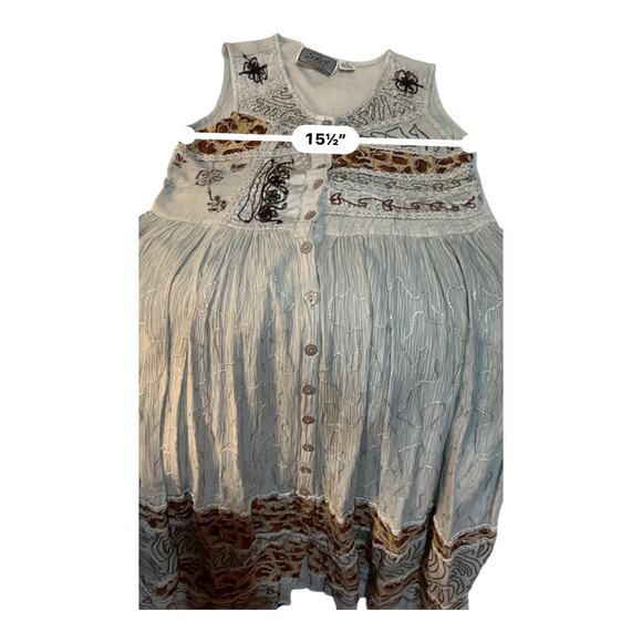 Indian Bohemian Embroidery Gray Leopard Maxi Dress Festival Size Medium - Picture 9 of 16